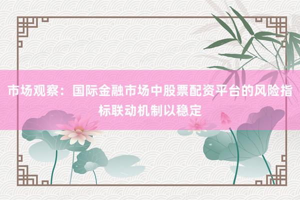 市场观察：国际金融市场中股票配资平台的风险指标联动机制以稳定