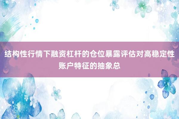 结构性行情下融资杠杆的仓位暴露评估对高稳定性账户特征的抽象总