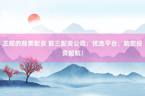 正规的股票配资 前三配资公司：优选平台，助您投资起航！