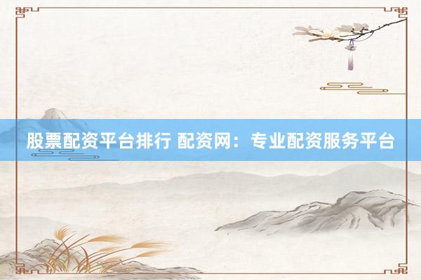 股票配资平台排行 配资网：专业配资服务平台