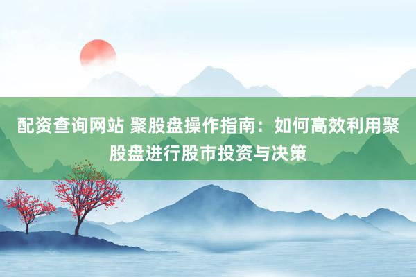 配资查询网站 聚股盘操作指南：如何高效利用聚股盘进行股市投资与决策